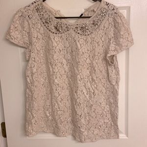 White lace top with gemstones